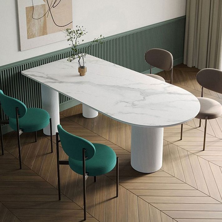 Metal Contemporary Free Form Table Sintered Stone Table for Dining Room