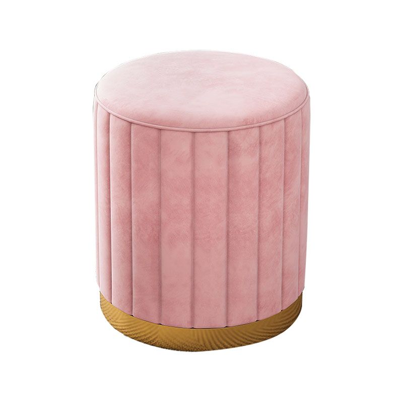 Glam Pouf Ottoman Velvet Upholstered Solid Color Cylinder Shape Ottoman