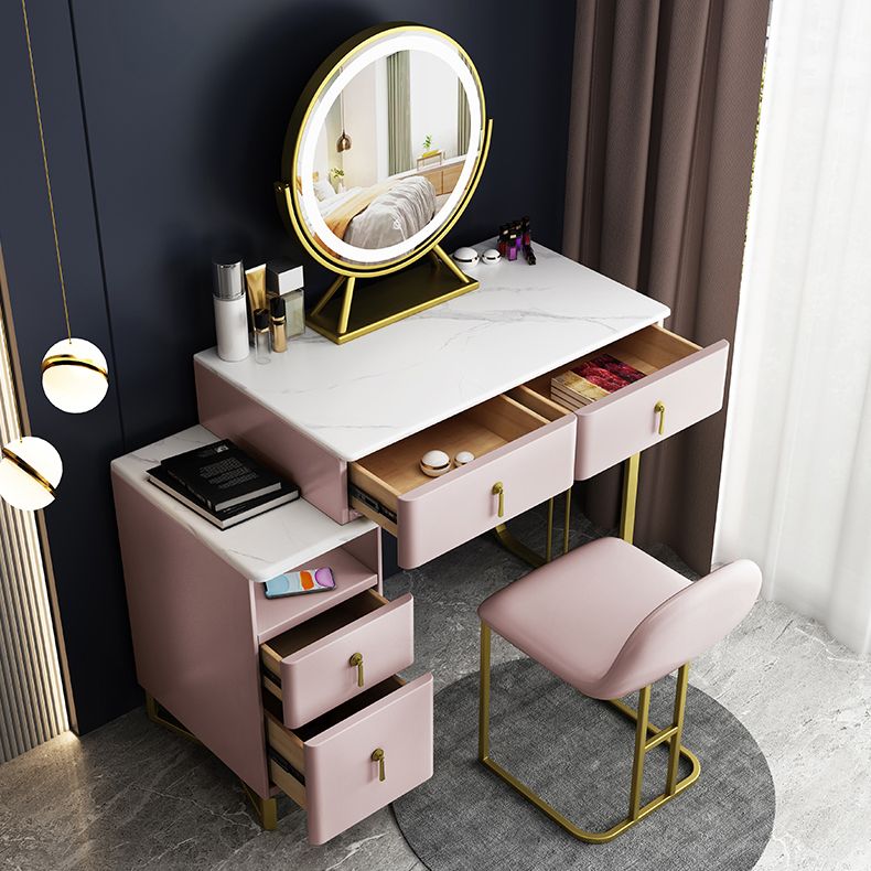 Contemporary Make-up Vanity Solid Wood 4 Drawer Vanity Dressing Table