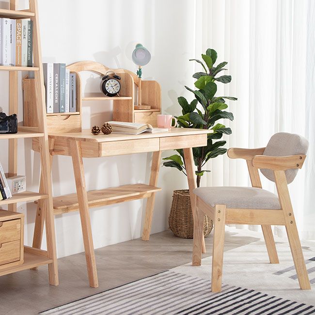 Silla de comedor de madera contemporánea, silla lateral de comedor con respaldo abierto