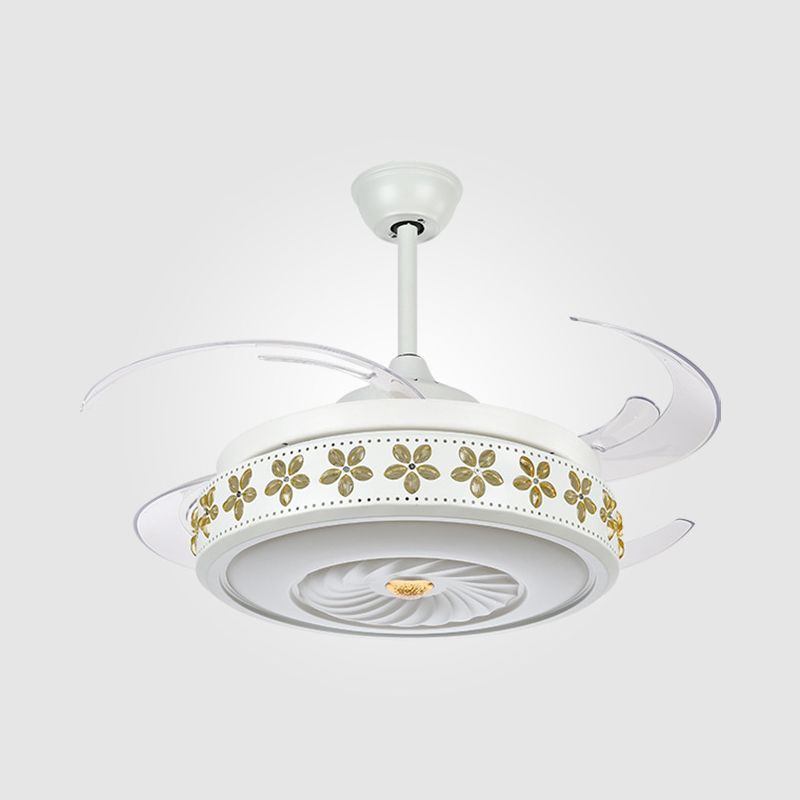 Cercle de lampe à fans blanc métallique LED 42 "LECONS DE PLADIER MODIFICATIVE MODERNE MODERNI
