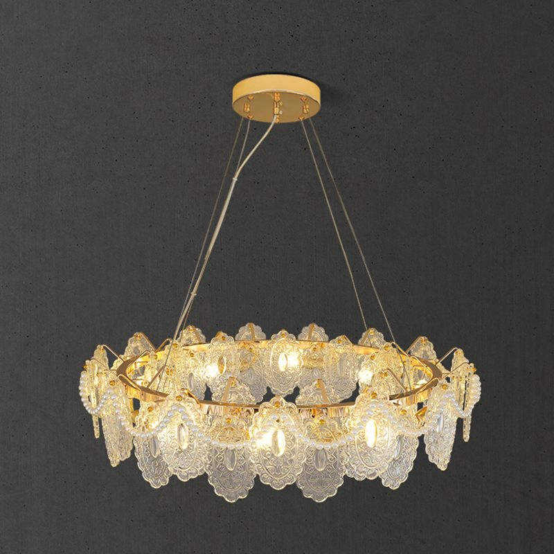 Modern Metal Ceiling Lamp Geometric Shape Island Light with Glass Shade for Bedroom