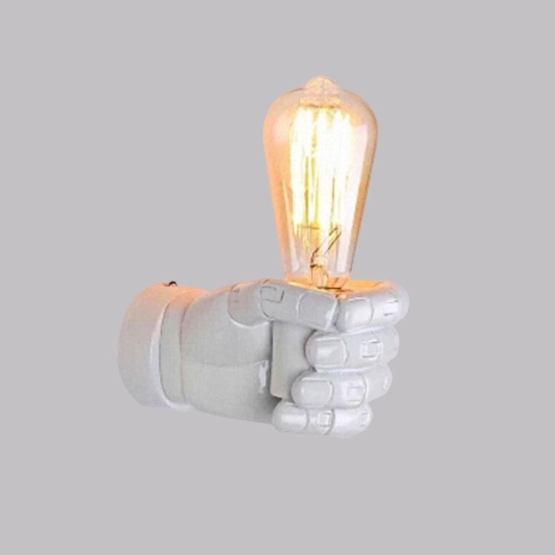 Schwarz/Weiß Bare Lampenleuchte Licht mit Handform Basis Vintage Stil Holz 1 Leichte Restaurant Wandlampe