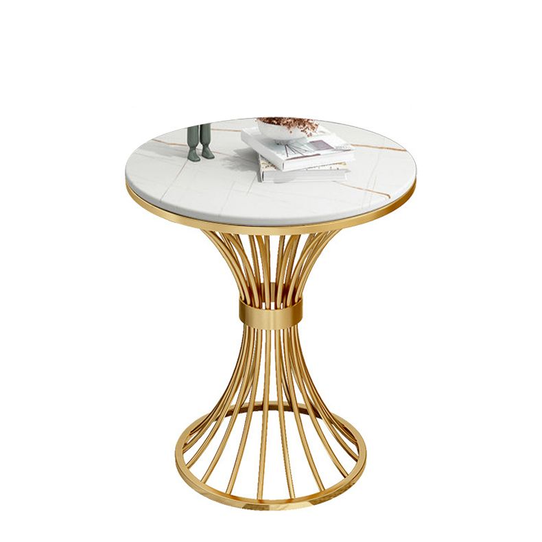 Metal Traditional Luxury Round Table 29.5"H Stone Top Dining Table with Pedestal Base