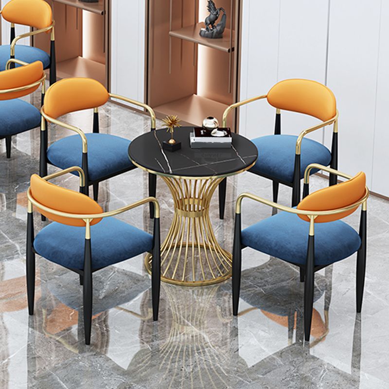 Glam Faux Marble Dining Table Metal Dining Table for Home Use