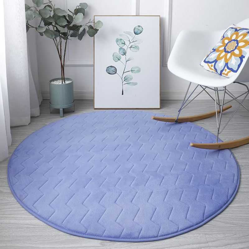 Simple Pure Color Rug Polyester Round Rug Washable Rug for Home Decor