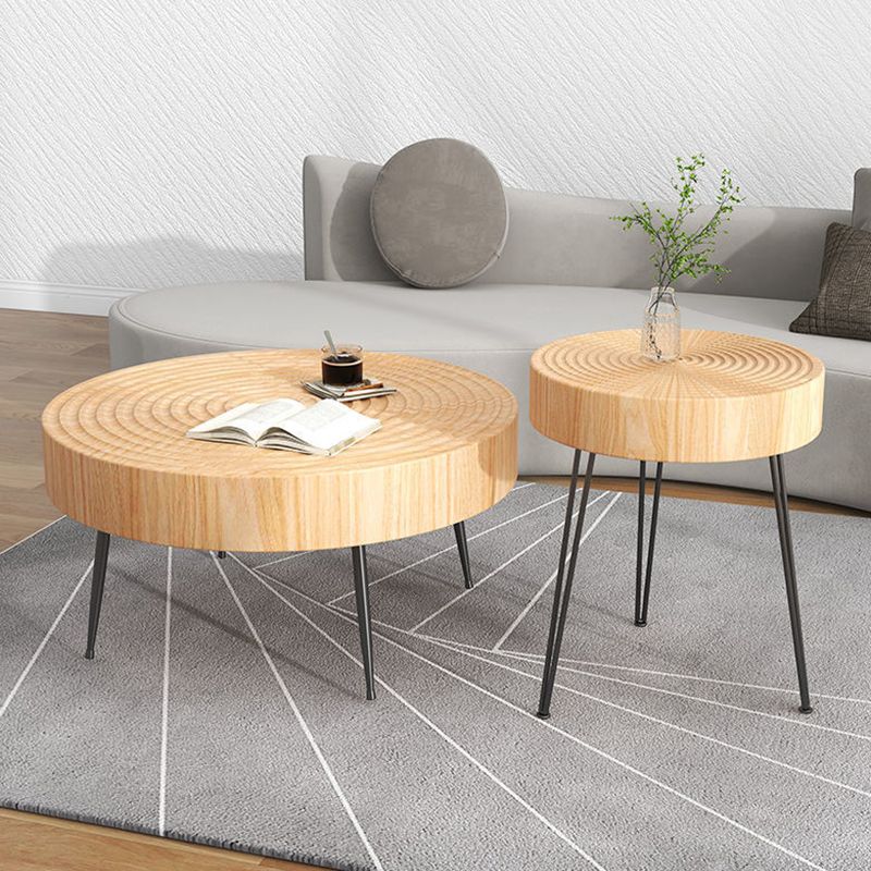 Contemporary Cocktail Table Round Solid Wood Coffee Cocktail Table