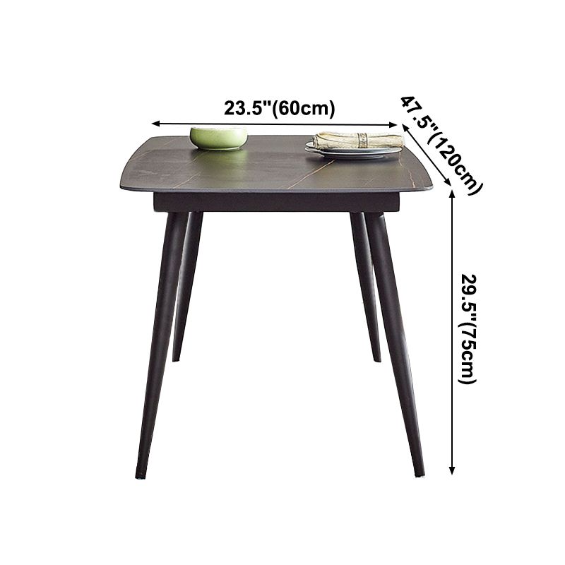 Mesa de comedor rectangular industrial de metal, mesa interior con tapa de piedra sinterizada para comedor