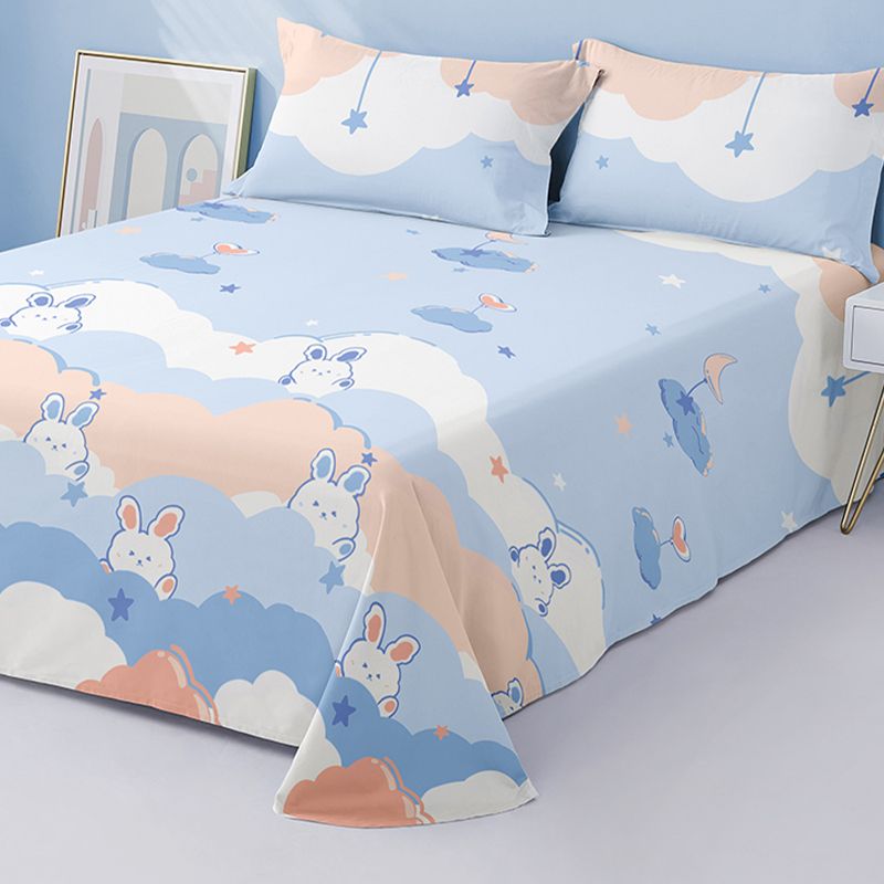 Fashionable Bed Sheet Cartoon Print Cotton Non-Pilling Breathable Sheet