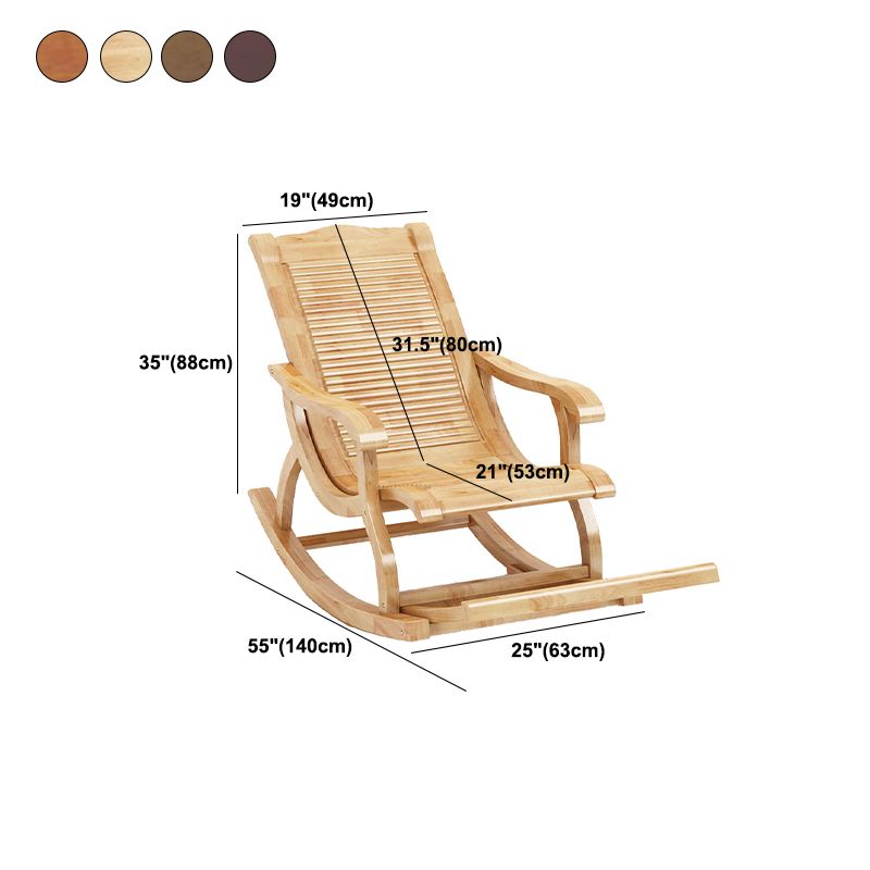 Traditional Rocking Chair Rubber Wood Trapezoidal Back Indoor Rocking Chair