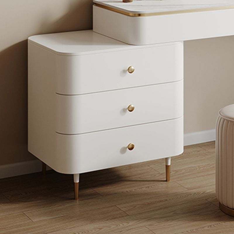 White Dressing Table Standing Vanity Set with Makeup Table and Stool