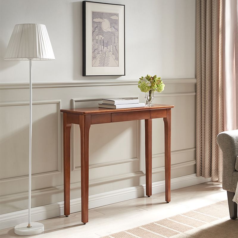 Rectangle 4 Legs Single Drawer Wood Console Table with Storage