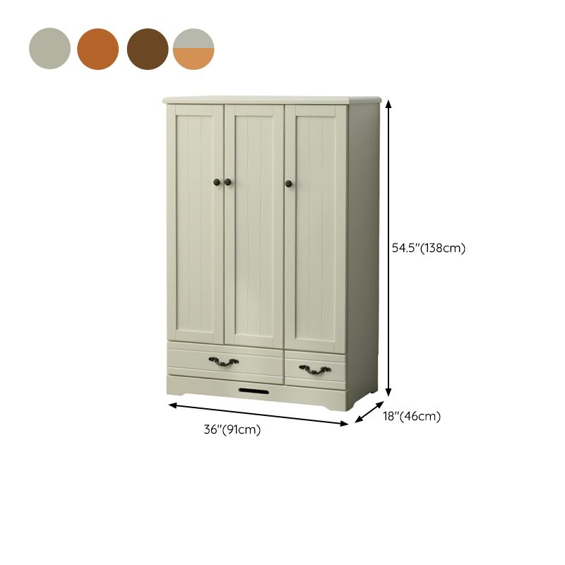 Solid Wood Kid's Wardrobe Contemporary Kids Closet with Lower Storage Drawers