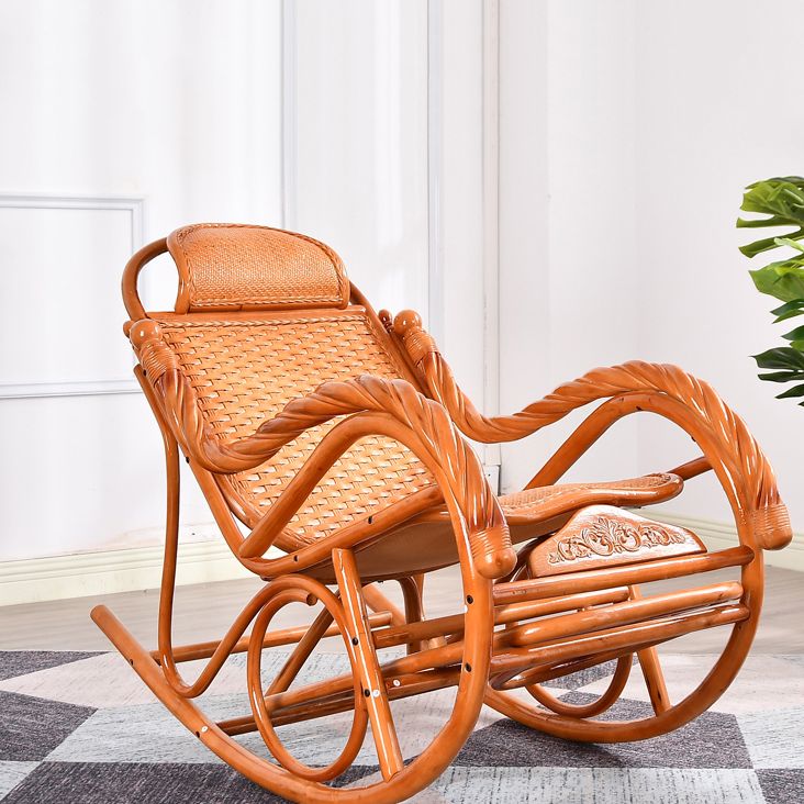 Rattan Rocking Chair Pure Color Traditional Woven Rope Rocking Chair in Living Room