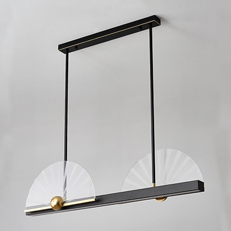 Modern Style Geometry Shape Island Lights Metal 3 Light Island Lighting in Black