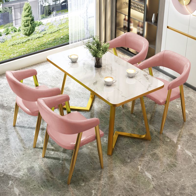 Glam 1/2/5 Pieces Dining Set Stone Geometry Wood Dining Table for Dining Room