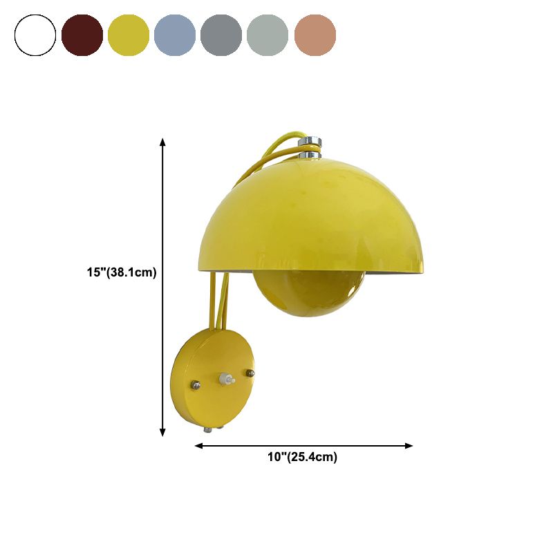 1-Light Wall Lamp Macaron Style Wall Mount Lamp with Metal Shade for Aisle