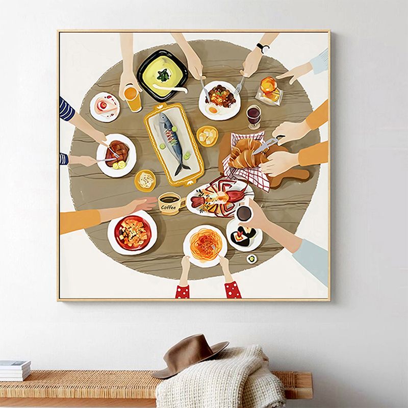 Brown Scandinavian Canvas Foods Wall Art Print for Kitchen, Multiple Sizes Options
