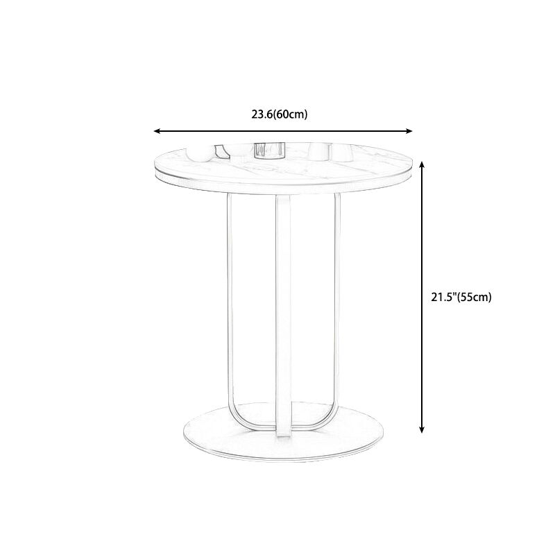 Modern Round Side Table 21.5" Tall Pedestal End Table in White