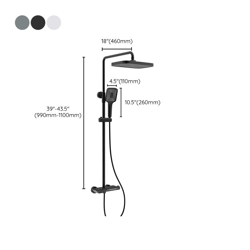 Wall Mounted Modern Square Metal Shower Adjustable Shower Head Shower Faucet