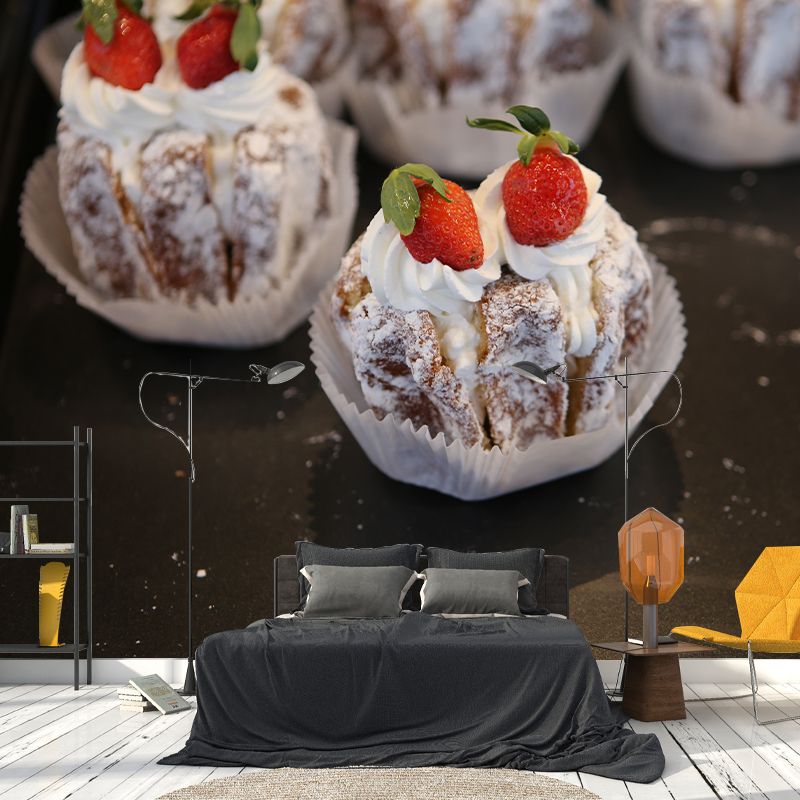 Sweet Pastry Mural Wallpaper Water Resistant for Cake Shop, Custom Size Available
