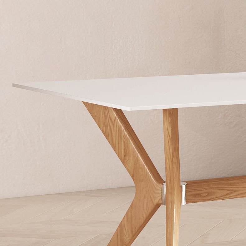 Modern Style Rectangle Table Sintered Stone Dining Table with Wood Legs