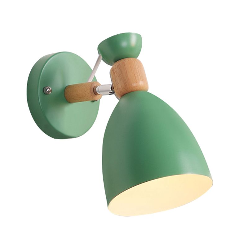 Geometric Wall Mounted Reading Light Macaron Metal 1-Light Wall Sconce Lighting with Wood Deco