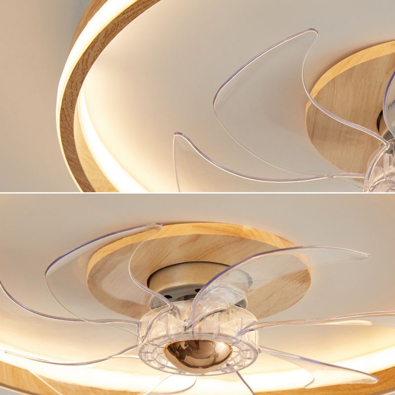 Modern Single Beige/Brown Ceiling Fan Lamp LED Ceiling Fan Light for Living Room