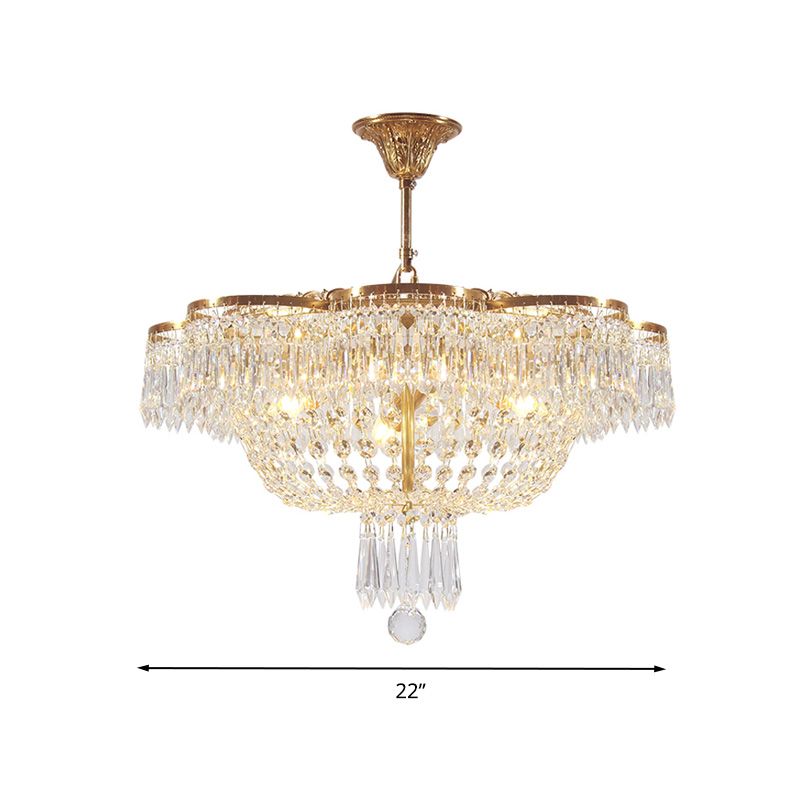 Dommento de la lámpara colgante del dormitorio Simple hilo de cristal 4 cabezas de oro suspensión liviana