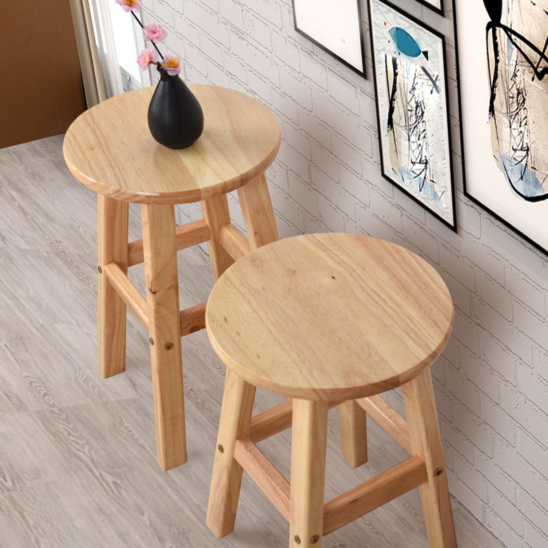 Light Wood Finish Counter & Bar Stools Modern Indoor Stools with 4 Legs