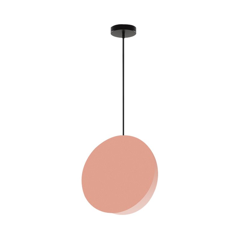 8"/12"W Circular Pendant Lamp Modern Nordic Style Metal 1 Light Black/Grey/White Hanging Ceiling Light