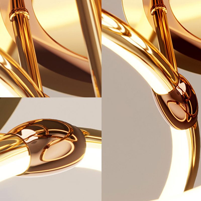 Circle-Shaped Living Room Hanging Chandelier Metal LED Modern Chandelier Light Fixture in Gold