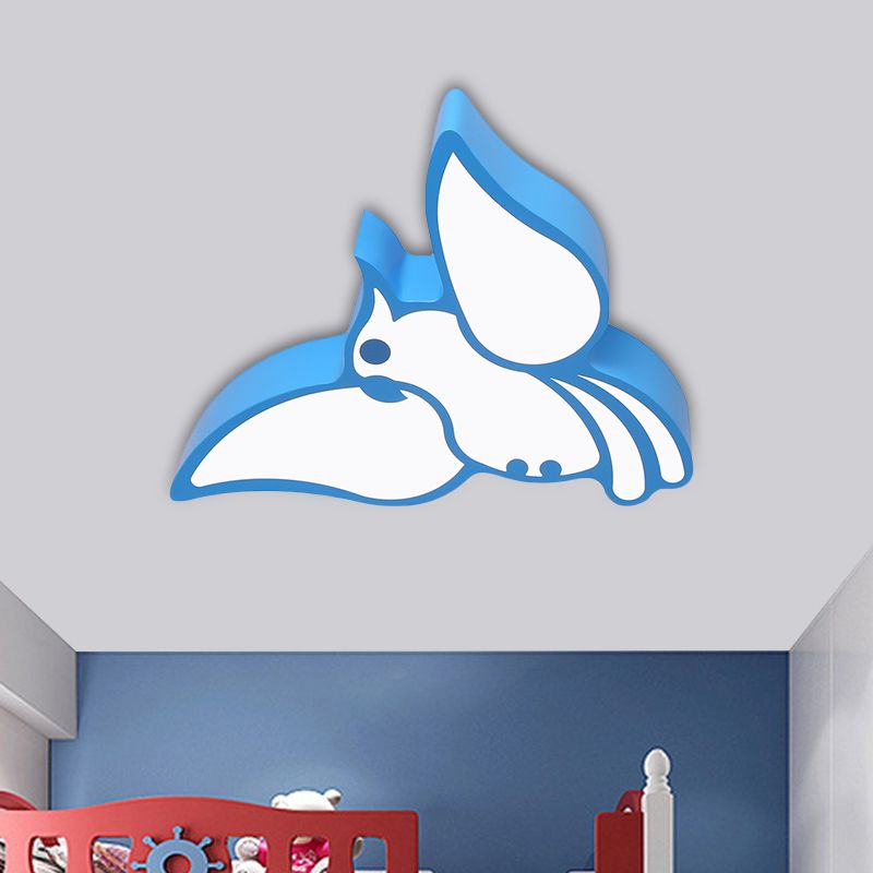 Acrylic Flying Parrot Flush Light Children Style Red/Pink/Blue LED Flush Mount Ceiling Fixture