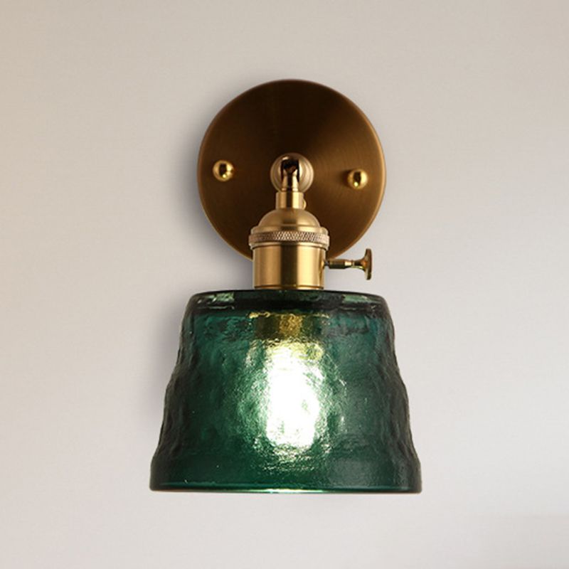 Metal Modern Wall Sconce Cylinder Shape Vanity Lamp with Glass Shade for Bathroom