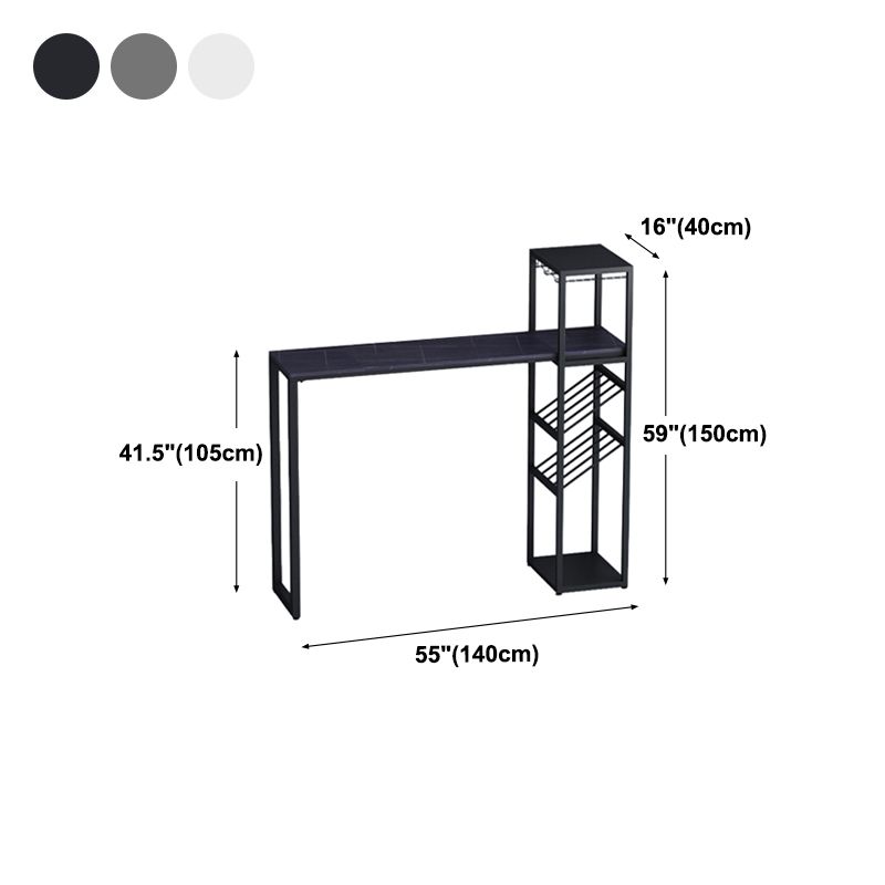 Modern Rectangle Bistro Bar Height Cocktail Table Marble Sled Indoor Bar Table