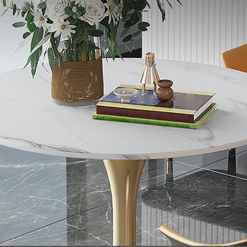 Modern 1/4/5 Pieces White Dining Set Round Sintered Stone Dining Table Set