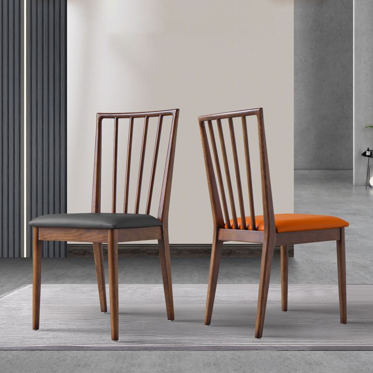 Sillas de comedor de madera de estilo moderno, respaldo de listones, silla lateral apilable para cocina