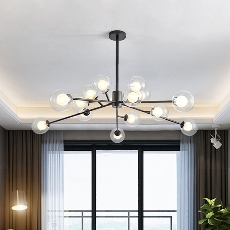 Restaurant Hotel Branch Large Chandelier Metal 15/18 Lights Modern Black/Gold Hanging Lamp