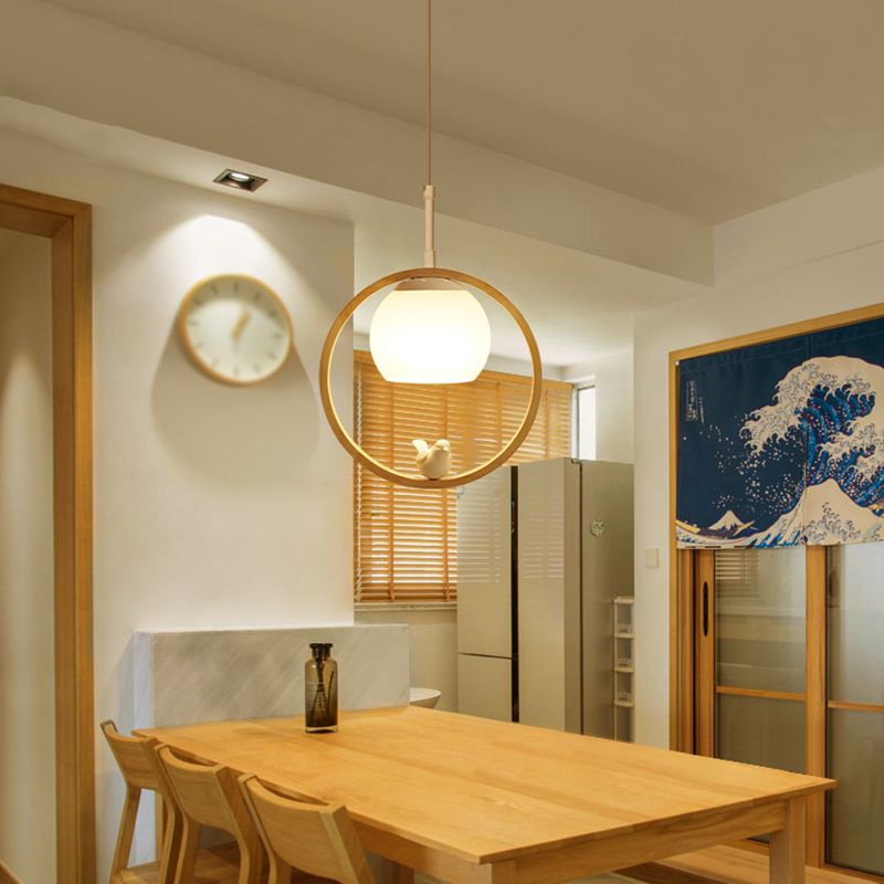 Holz 1 hängende hängende leichte Globus und Vögel Schlafzimmer moderne Anhängerleuchten