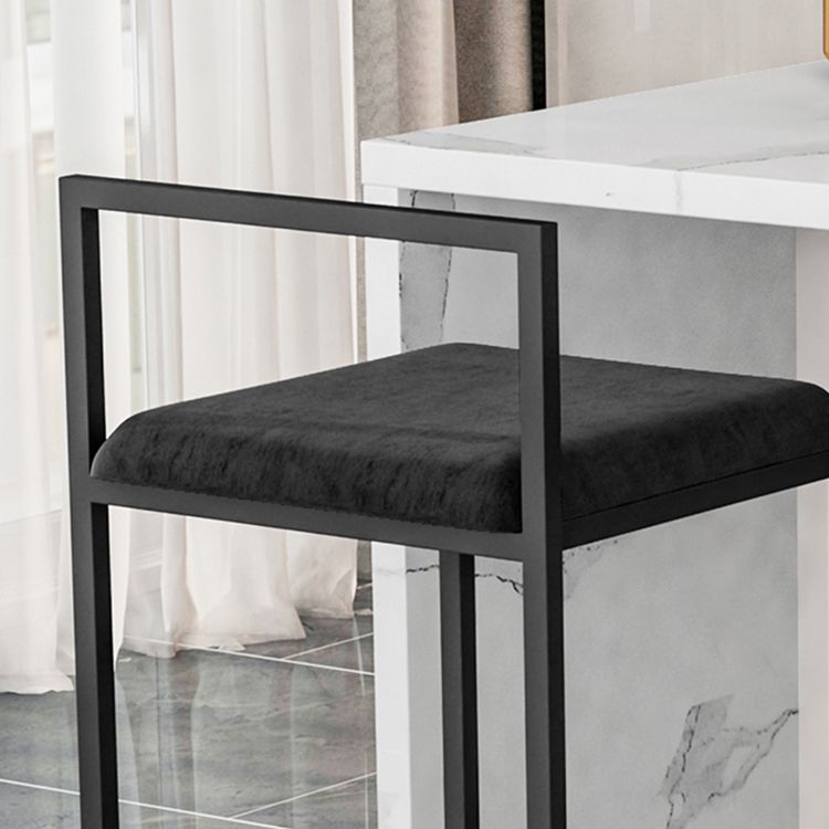 Modern Backrest Armless Counter Stool Iron Kitchen Bar Stool with Velvet Cushion and Pedal