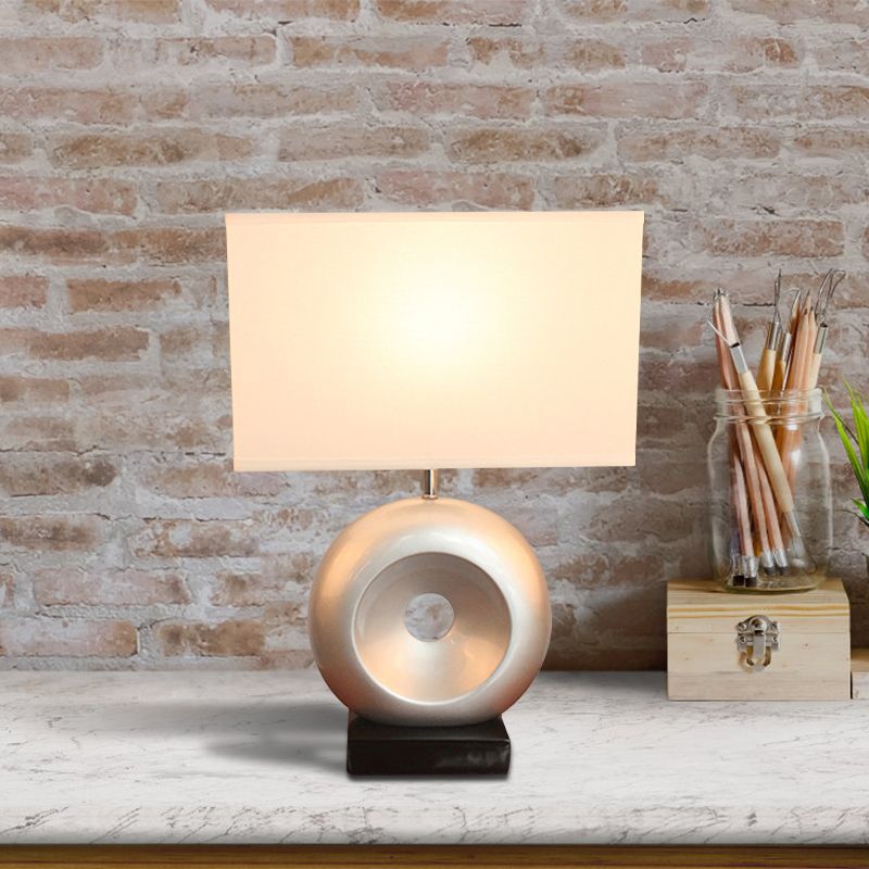 Resin zilver/zwarte tafel lichtcirkel 1 bol overgangs nachtkastje licht met rechthoek/trommelstoffabricages