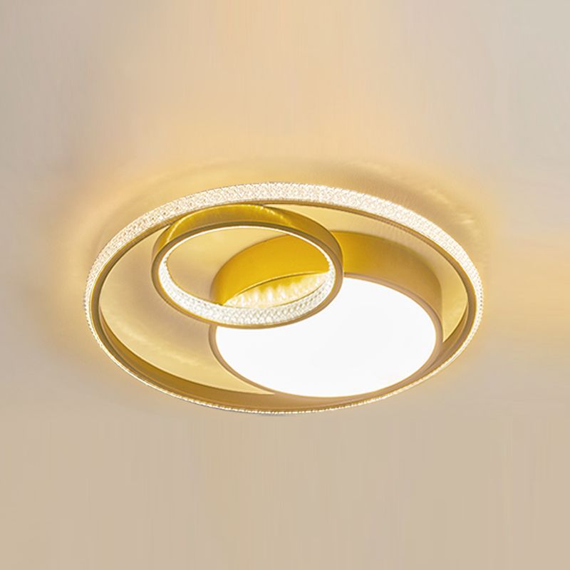 Luminaires encastrés en métal, plafonniers ronds nordiques avec abat-jour en acrylique pour chambre à coucher