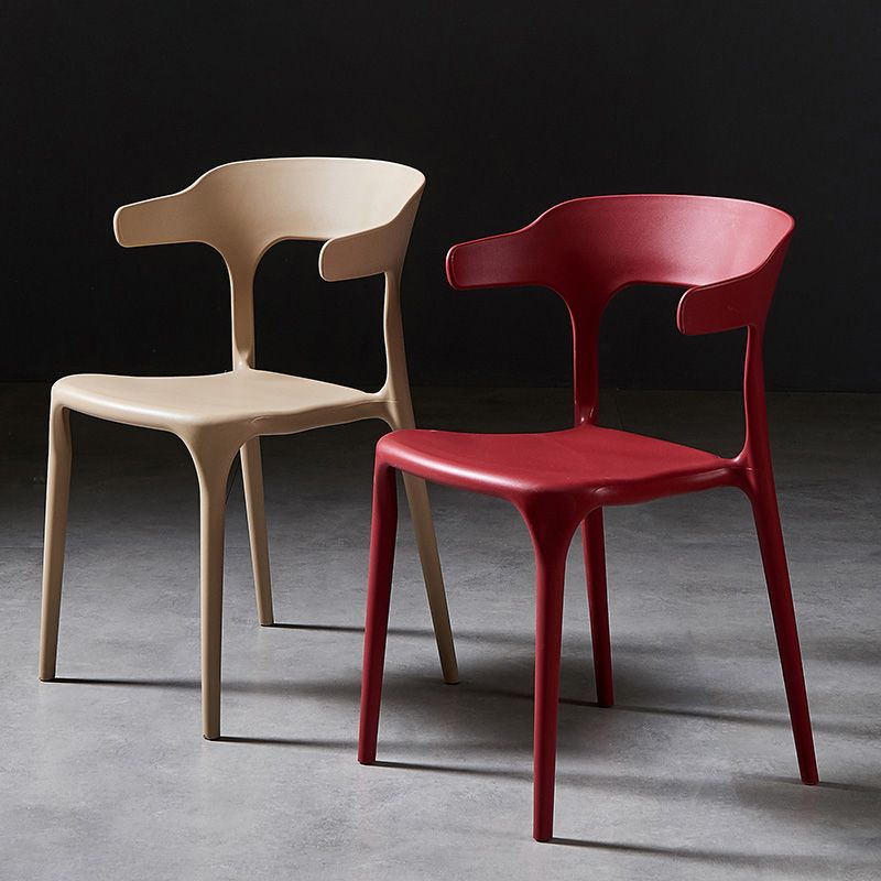 Sillas de comedor de plástico escandinavo, sillones con respaldo abierto para el hogar (juego de 4)