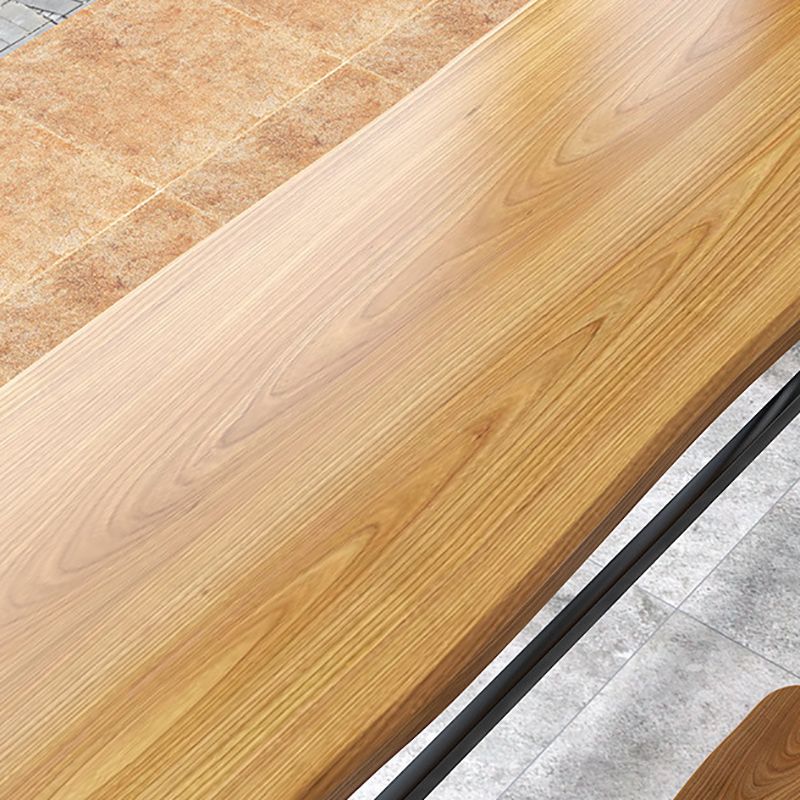 Black Base Pub Table Solid Wood Top Bar-height Table for Patio Use