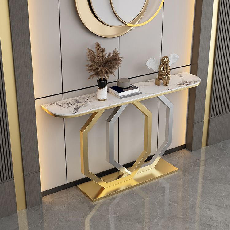 Glam Console Accent Table Antique Finish Sofa Table in Stone