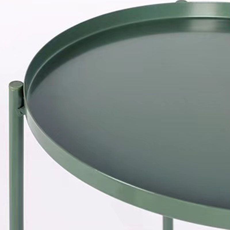 Mid-Century Metal Round Tray Top Side Table 20.5-inch Cross Legs End Table
