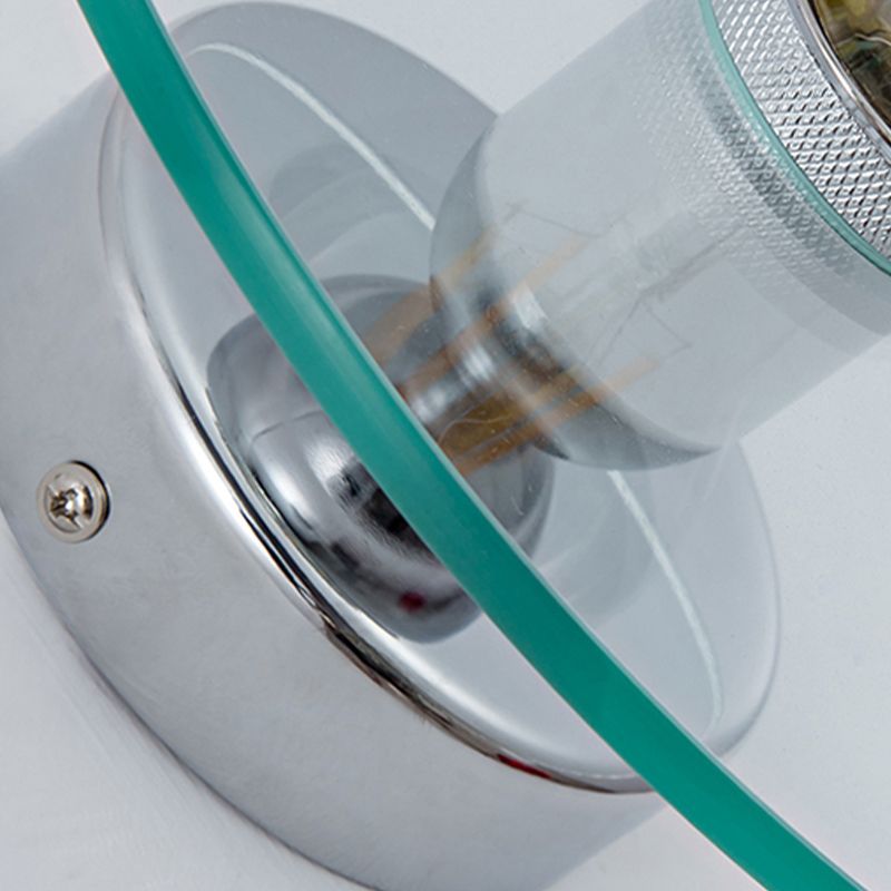 Glass Circle Wall Sconce Single Bulb lampada a parete in stile contemporanea in chiaro per camera da letto