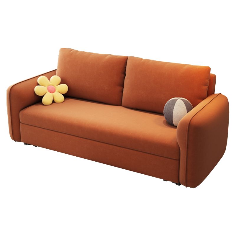 Contemporary Convertible Bed Sofa Couch with Pillows in Orange