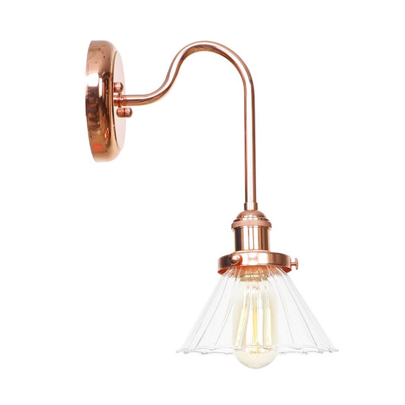 1 Côté Cone Light Light Light Vintage Clear / Amber Glass Wall Éclairage d'éclairage pour le salon