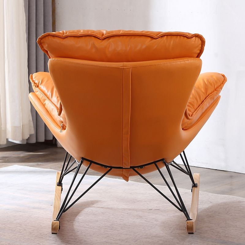Orange Modern Rocking Chair Removable Cushions Rocker Chair with Ottoman